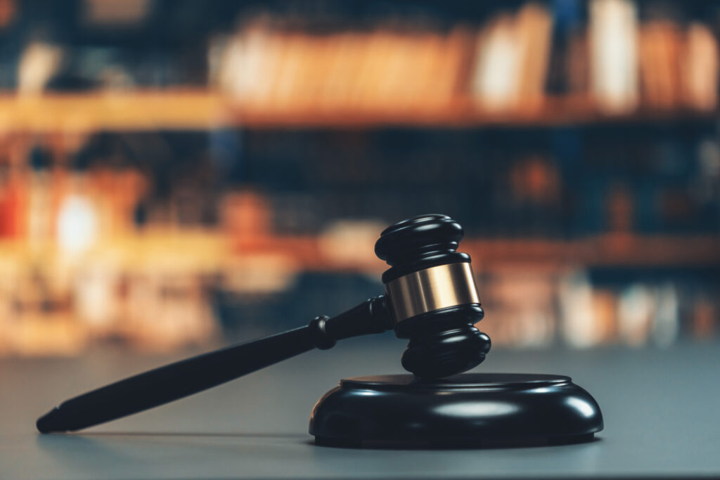 Black wooden gavel on background as justice and the legal. Equilibrium