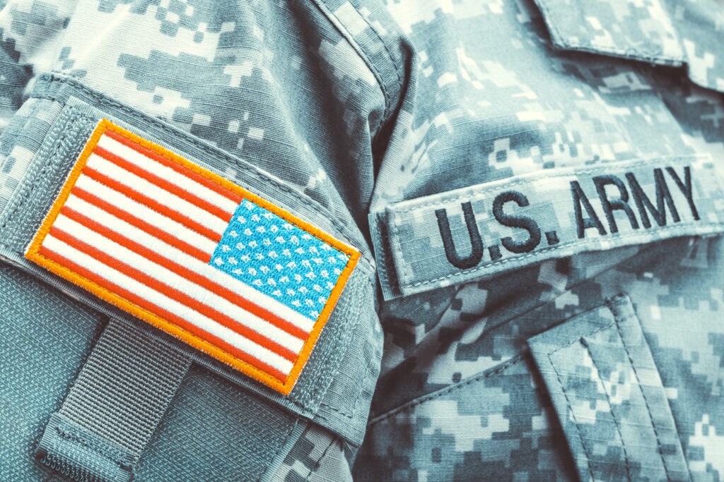 USA flag shoulder patch on uniform