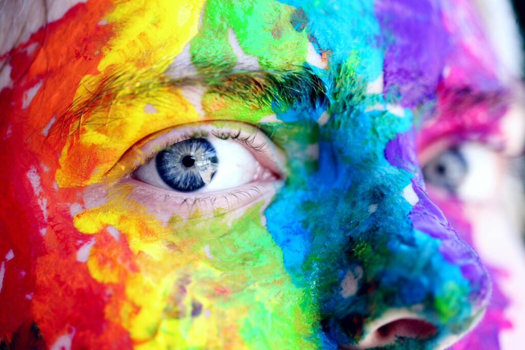 Face with rainbow colors